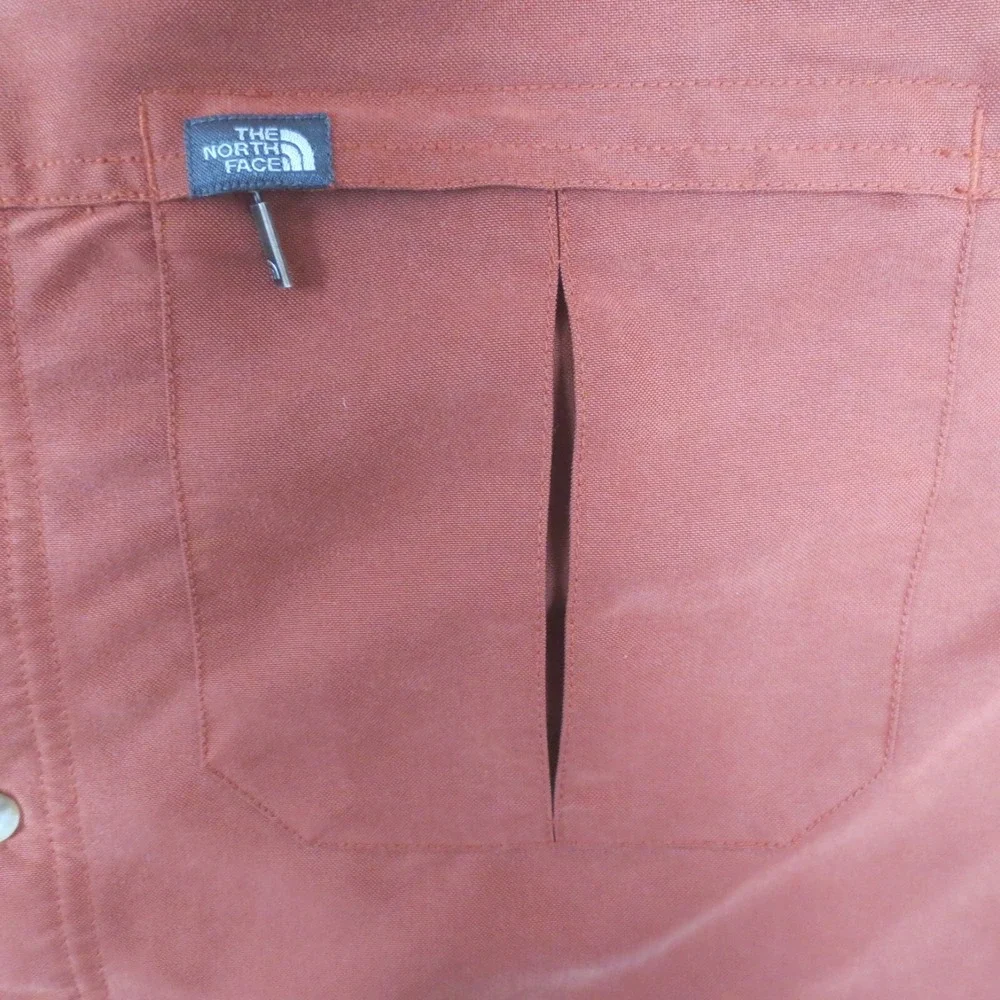 The North Face Shirt Mens L Orange A412 Long Sleeve Roll Tab‎ Outdoor Hike Fish